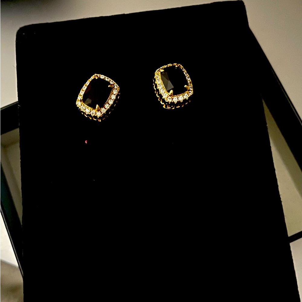 Black Gold plated cubic zirconia earrings with twisted earring post